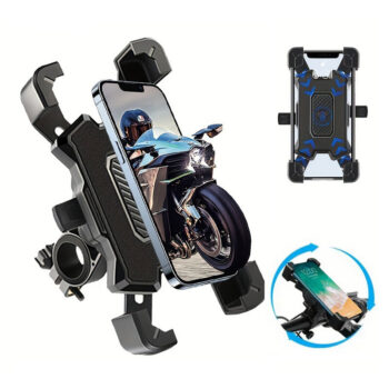 2023 Universal Bike Holder Aluminum Alloy 360° Adjustable Shockproof Anti-fall Handlebar Holder Suit for 4.8-6.8 Inch Cell Phones for Motorcycle Bicycle Scooter Bracket