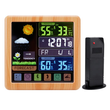 AGSIVO Wireless Touch Screen Digital Weather Station Alarm Clock Indoor Outdoor Thermometer Humidity Display With Atomic Clock / Forecast Station / Calendar / 12/24H / Snooze / USB Charger