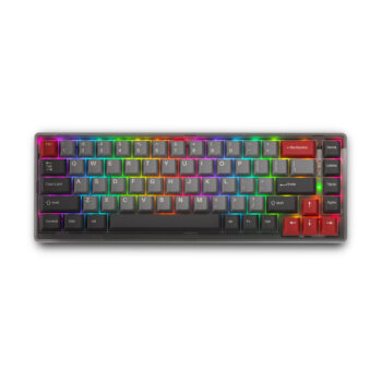 LORIIK LR68 Triple Mode Mechanical Keyboard 68 Keys Gateron Switch Three Color PBT Keycaps Transparent Black Case RGB Hot Swappable Gaming Keyboard