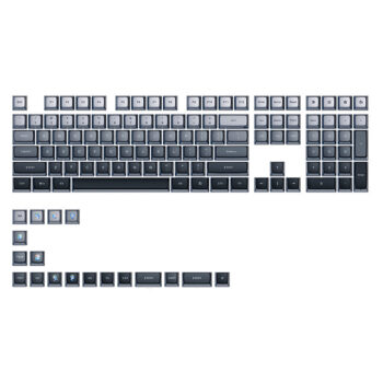 SKYLOONG GK7 126 Keys Mechanical Keyboard Keycaps Set PBT Twilight White—Black Transparent Jelly Keycap for Mechanical Keyboards