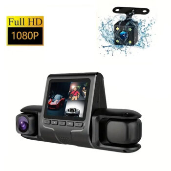 1080P Triple Lens Car Dash Cam Dashcam Front  Inside & Rear HD Car DVR 120° Angle Loop Recording Gravity Sensor