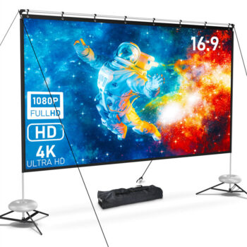 [EU Direct] Pixthink 120 inch Projector Screen with Stand 4K 16:9 HD Anti-Wrinkle Foldable Projector Screen for Home Cinema Camping Office