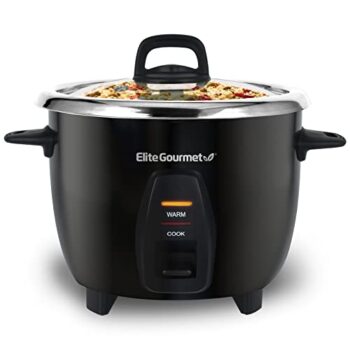 Elite Gourmet ERC2010B# Electric 10 Cup Rice Cooker with 304 Surgical Grade Stainless Steel Inner Pot Makes Soups