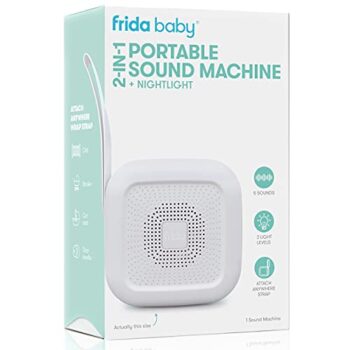 Frida Baby 2-in-1 Portable Sound Machine + Nightlight | White Noise Machine with Soothing Sounds for Stroller or Car Seat with Volume Control