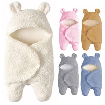 Baby Swaddle Blanket Boys Girls Cute Cotton Plush Receiving Blanket Soft Newborn Sleeping Wraps for Infant 0-6 Months