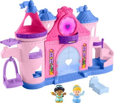 Little People Toddler Playset Disney Princess Magical Lights & Dancing Castle Musical Toy with 2 Figures for Ages 18+ Months