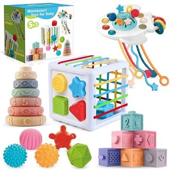 5 in 1 Montessori Toys for Babies 0-3-6-12 Months