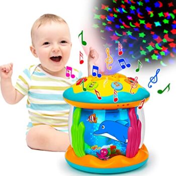 Baby Toys 6 to 12 Months 4 in 1 Musical Projector Rotating Tummy Time Learning Light Up Infant Baby Toys 0-3 3-6 9 12-18 Month Babies Toddlers 1 2 3 Year Old Boy Girl Kid for Baby