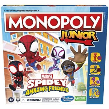 Monopoly Junior: Marvel Spidey and His Amazing Friends Edition Board Game | Preschool Games | 2-4 Players | Christmas Gifts for Kids | Ages 5+