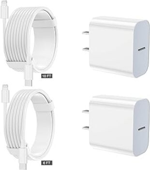 iPhone Charger fast charging [APPLE MFi Certified] 2 pack Type C Wall Charger Block with 2 pack [6FT&10FT] Long USB C to lightning cable for iPhone 14/13/12/12 Pro Max/11/Xs Max/XR/X