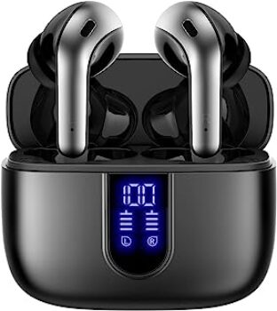 TAGRY Bluetooth Headphones True Wireless Earbuds 60H Playback LED Power Display with Wireless Charging Case IPX5 Waterproof in-Ear Earbuds with Mic for TV Smart Phone Computer Laptop Sports