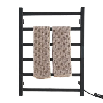 HONEIE 6 Bar Towel Warmer Rack With Timer Display and Temperature Adjustment Electric Towel Heater Drying Rack Wall-Mounted