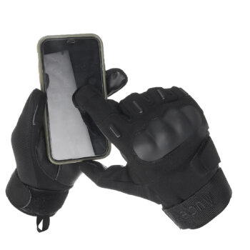 Audew Winter Warm Waterproof Windproof Non-Slip Three-Finger Touch Screen Outdoors Motorcycle Riding PU Leather Gloves