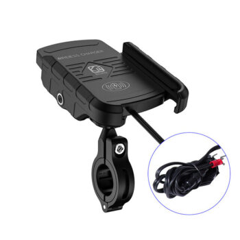 12V-24V Motorcycle Holder With Wireless 15W Charge Electric Bicycle Fast Charge Cell Phone Wireless Holder Handlebar Mount Stand GPS Holder