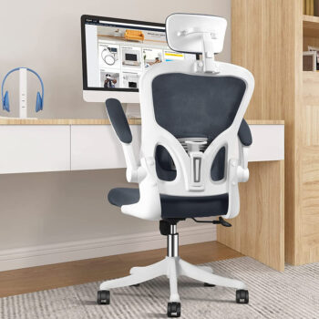 VANSPACE DC06 Ergonomic Office Chair High Back Mesh Chair with Lumbar Support and Flip-up Armrest Swivel Computer Task Chair Home Office Desk Chair with Tilt Function and Adjustable Headrest