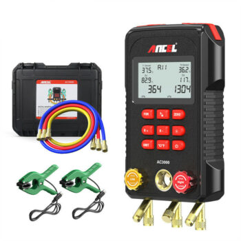 ANCEL AC3000 Manifold Digital Meter Air Conditioner Refrigerant Leak Tester Fault Check Vacuum Temperature Tester