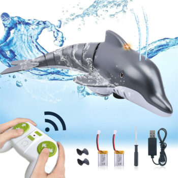 Stunt RC Dolphin 2.4G Whale Spray Water Toys Remote Controlled Boat Ship Submarine Robots Fish Electric Kids Children Gifts Two Battery