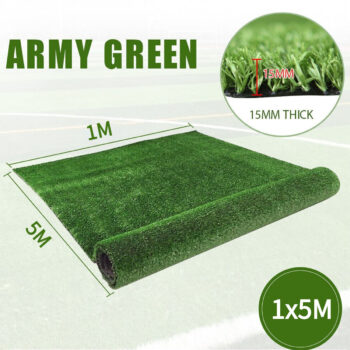 Premium Quality UV Resistant Artificial Grass Mat 15mm Thick Fire Retardant PP+PE Material Easy Clean Cut to Fit Indoor Outdoor Use Durable Lawn Decoration Green