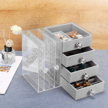 Acrylic Transparent Jewelry Boxes Organizers Earrings Display Stand Storage Box Drawers Design Earrings Jewelry Organizer For Home