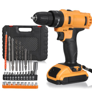 21V Electric Power Drill with Adjustable Speed 180W 28Nm Maximum Torque Reversible Function Drills in Wood and Steel Digital Display Battery Convenient EU/US Plug Options Essential Tool for Home DIY Projects