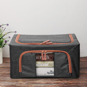 24L Clothes Storage Bag Storage Box Fabric Folding Clothes Sorting Box Steel Frame Toy Storage box Cotton linen Home Organizer