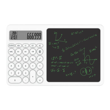 2 in1 Desktop Standing Calculator With LCD Writing Tablet Electronic Calendar Time Temperatures for Math Calculation