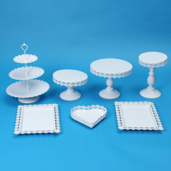 GEMITTO 10Pcs Metal Cake Stand White/Gold Dessert Table Cake Tray Wedding Christmas Party Cupcake Dessert Plate Holder