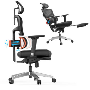 [PRO VERSION] NEWTRAL Ergonomic Office Chair with Footrest High Back Desk Chair with Unique Adjustable Lumbar Support