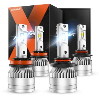 SEALIGHT X3S Pair 100W LED Headlight Bulbs 6500K Cool White 24000LM IP67 Waterproof with Adjustable Lock Ring