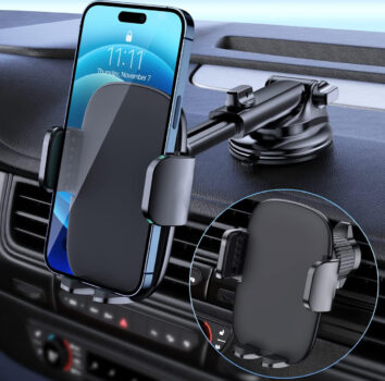 Car Phone Mount Adjustable Air Vent Dashboard Stand Gravity Phone Holder Spiral Hook + Suction Cup Style Navigation Fixed Instrument Console Mobile Phone Support Bracket