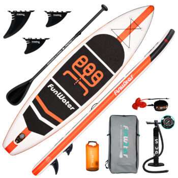 [EU Direct] FunWater Inflatable Stand Up Surfboard Paddle Board 132*33*6Inch With Air Pump Paddle Bag Waterproof Bag Safety Rope SUPFW03A