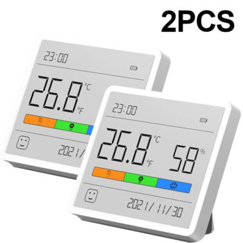 2Pcs Xiaomi DUKA Atuman TH1 Temperature Humidity Meter LCD Digital Thermometer Hygrometer Sensor Gauge Weather Station Clock Home Indoor Use