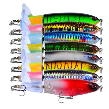 5PC Colorful Rotating Tail Fish Lures 3D Eyes Visual Fish Body Lure Rod Fishing Lure Set Tackle for Seabass Pike Aspius Fishing