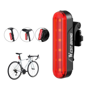 WEST BIKING Smart Brake Sensor Bike Taillight 450mAh Battery 3 Light Modes Type-C Rechargeable Waterproof Wear-resistant Bicycle Rear Light for Night Cycling