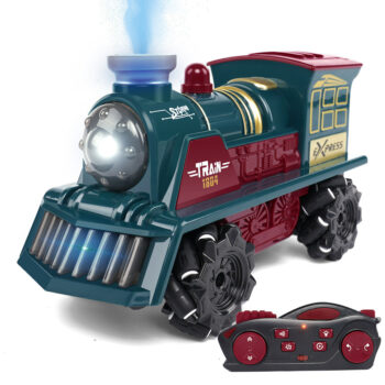 2.4G 4WD RC Car Retro Stunt Train Spray Drift Remote Control Vehicles Model with Sound Light Electric Kids Children Toys Gift