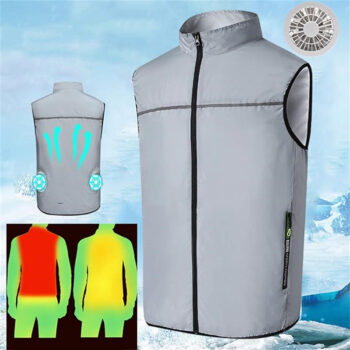 TENGOO Air Conditioning Clothing Vest Three Wind Speeds Heatproof Cooling Clothing USB Charging Sun Protection Continuous Cooling Jacket with Two Fans for Summer High Temperature Outdoor Work