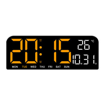 9 Inch Large Digital Wall Clock Temperature Date Week Timing Countdown Light-sensing Table Clock 2 Alarm 12/24H LED Alarm Clock