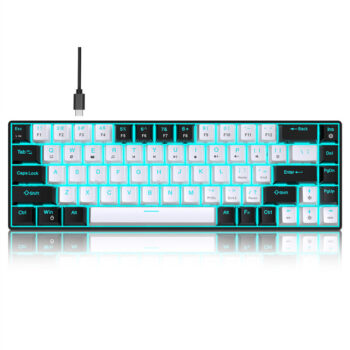 HXSJ V800 68 Keys Wired Mechanical Gaming Keyboard Hot Swappable Blue Switch LED Backlit Type-C Ergonomics 65% Layout Gaming Keyboard