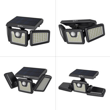 Somoreal SM-OLT4 Rotatable 3 Heads Adjustable Waterproof 120°PIR Sensor Solar Flood Light 6500K White Light