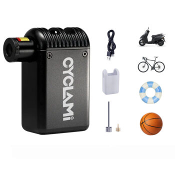 CYCLAMI A2 100PSI Mini Electric Bicycle Air Pump Universal Automatic Rapid Inflation Overheat Protection 110g Portable Cordless Inflator for Outdoor Road MTB Bike Motorcycle Ball