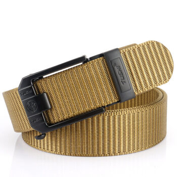 Tushi Metal Smart Tactical Belt Automatic Buckle Canvas Thick Nylon Jeans Pants Belt for Outdoors Camping Hiking Fishing Cycling