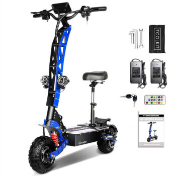 [EU Direct] TOURSOR E8P Electric Scooter 60V 35AH Battery 3000W*2 Dual Motors 11inch Off-Road Tires 120KM Max Mileage 150KG Max Load Folding E-Scooter