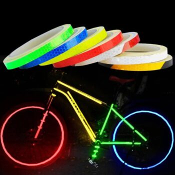 1cm*8m Bike Wheels Reflective Stickers Fluorescent Reflect Strip Adhesive Tape for MTB Bicycle-Yellow Style