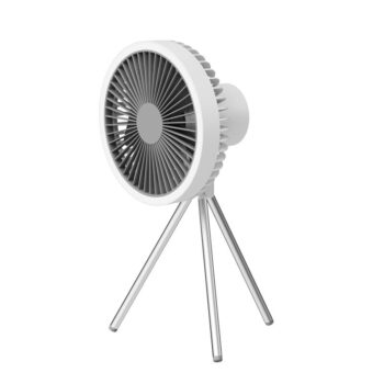 3 in 1 Multifunctional 10000mAh USB Rechargeable Camping Fan with LED Light High Capacity Silent Motor Long Battery Life Aluminum Tripod Desk Ceiling Fan Power Bank Function