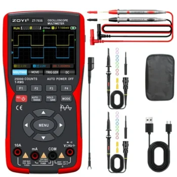 ZOYI 703S 3-in-1 Dual Channel 50MHZ Bandwidth Handheld Oscilloscope Multimeter Generator 280MSa/s High Sampling Professional Oscilloscope 25000 Count Digital Multimeter