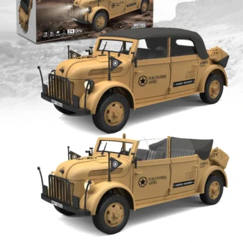 HG HG4-51 TRASPED 1/18 2.4G 4WD RC Car STEYR 1500A Command Vehicle LED Light Simulated Sound Smoke Crawler Off-Road Climbing Truck RTR Full Proportional Models Toys - Desert Yellow Upgraded Version