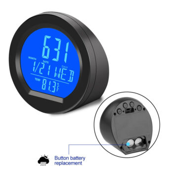 Car Solar Car Clock Temperature Gauge LED Digital Display Night Light Intelligent Car Thermometer Clocks Dashboard Thermometer Electronic Watch Time