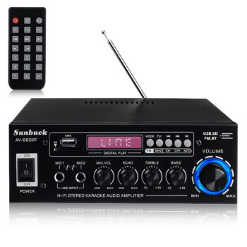 Sunbuck AV 660BT 2000W bluetooth 5.0 Audio Power Amplifier EQ Stereo AMP Car Home 2CH AUX USB FM Radio