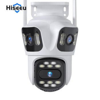 Hiseeu WSA18 8MP 4K 5X Zoom WiFi PTZ IP Camera Three Lens Three Screen Outdoor Camera Auto Tracking 2-Way Audio Video Surveillance CCTV Camera P2P ICSEE APP