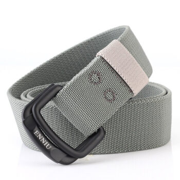 ENNIU Military Equipment Belt Men Elastic Nylon Tactical Belts For Jeans Pants Solid Strap Canvas Double Ring Metal Buckle Waist Belt